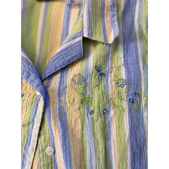 Alfred Dunner Women's Striped Short Sleeve Butterfly Embroidery Top Size 16 (D) - Picture 2 of 4